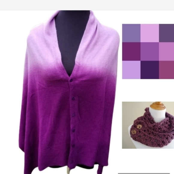 Purple ombre tone button scarf - Picture 1 of 8